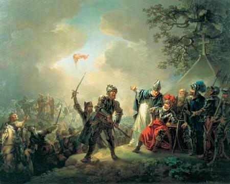 Christian August Lorentzen Dannebrog falling from the sky during the Battle of Lyndanisse France oil painting art